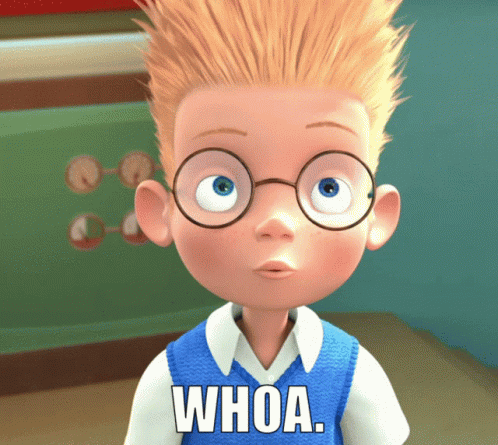 Cartoon Boy With Glasses and Blue Vest Saying Whoa