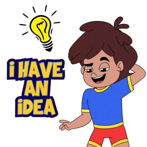 Cartoon Boy With Light Bulb and I Have an Idea