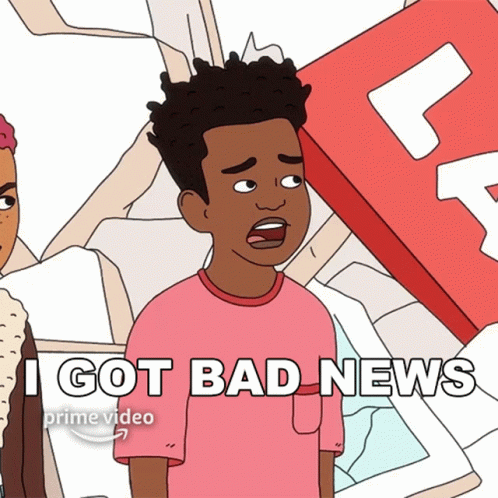 Cartoon Boy With Words I Got Bad News
