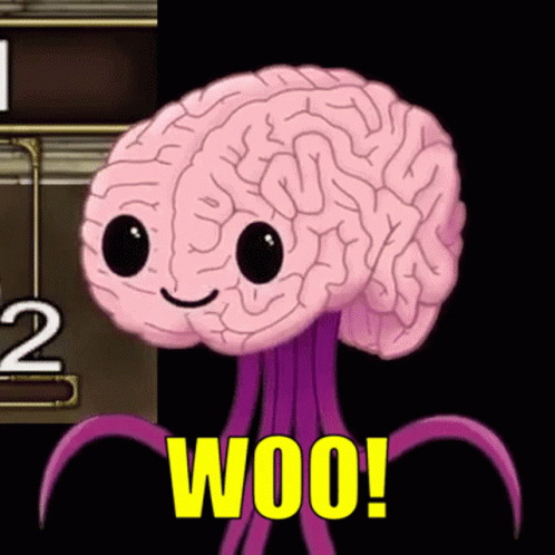 Cartoon Brain With Purple Tentacles And Yellow Woo GIF