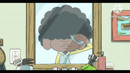 Cartoon Brushing Teeth In Mirror GIF