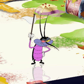 Cartoon Bug Holding Butterfly Net GIF