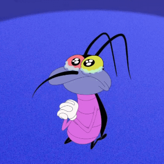 Cartoon Bug With Number 8 Eyes on Blue