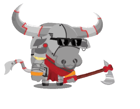 Cartoon Bull Wearing Sunglasses and Holding Axe