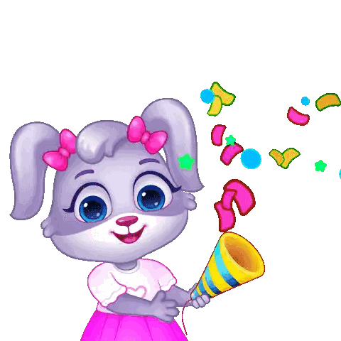Cartoon Bunny Blowing Confetti