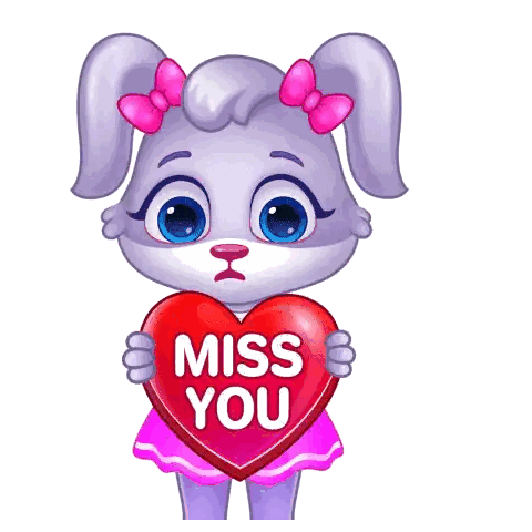 Cartoon Bunny Girl Holding Miss You Heart