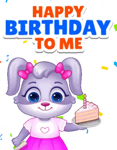 Cartoon Bunny Holding Birthday Cake