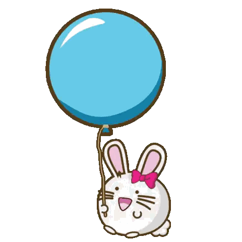 Cartoon Bunny Holding Blue Balloon