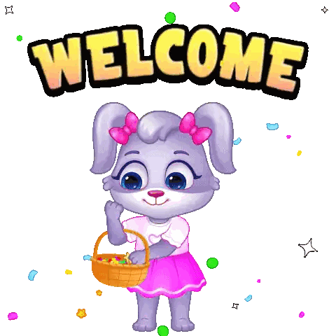 Cartoon Bunny Holding Candy Basket