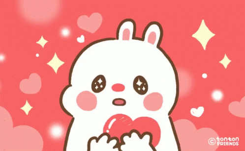 Cartoon Bunny Holding Heart Tonton Friends GIF