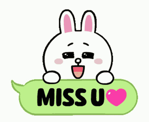 Cartoon Bunny Holding Miss U Speech Bubble GIF