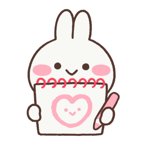 Cartoon Bunny Holding Paper With Heart And Pen GIF