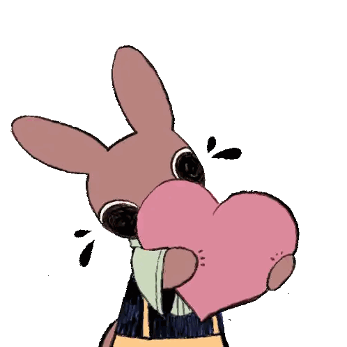 Cartoon Bunny Holding Pink Heart