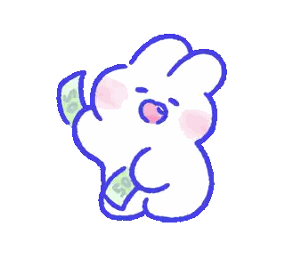 Cartoon Bunny Holding Stack of 50 Dollar Bills