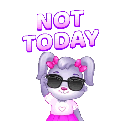 Cartoon Bunny in Pink Shirt Saying Not Today