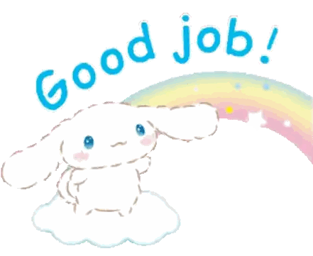 Cartoon Bunny Saying Good Job With Rainbow