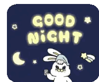 Cartoon Bunny Saying Good Night