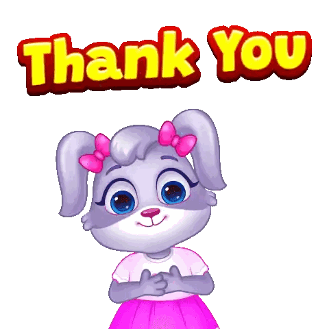Cartoon Bunny Saying Thank You with Pink Bow