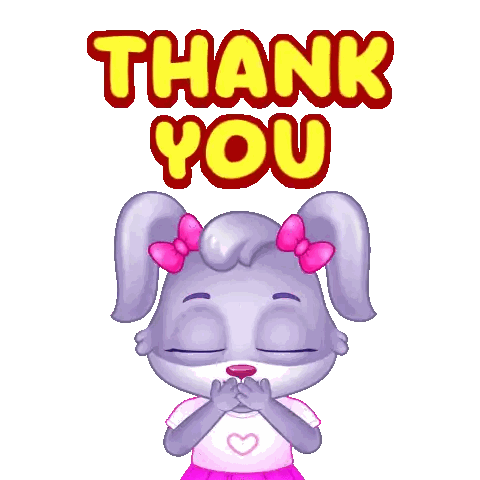 Cartoon Bunny Thank You With Hearts