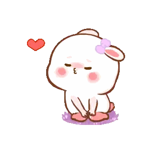Cartoon Bunny with Bow and Heart