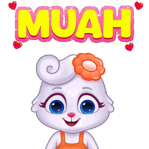 Cartoon Bunny with Flower and Muah