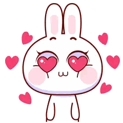 Cartoon Bunny With Heart-Shaped Eyes and Pink Hearts