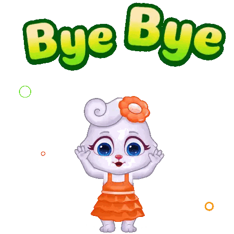 Cartoon Bunny With Hearts And Bye Bye