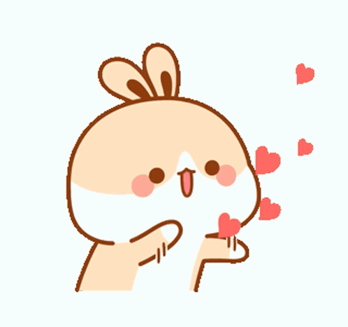 Cartoon Bunny With Hearts Around It GIF
