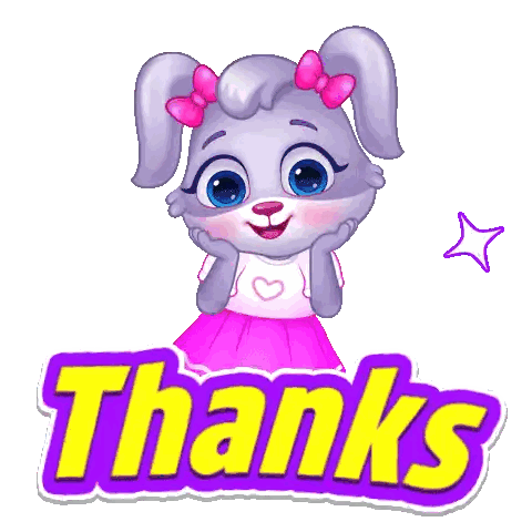 Cartoon Bunny with Pink Bow Says Thanks