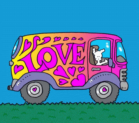 Cartoon Bus Saying Love GIF