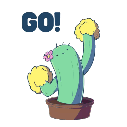Cartoon Cactus With Flower and Go