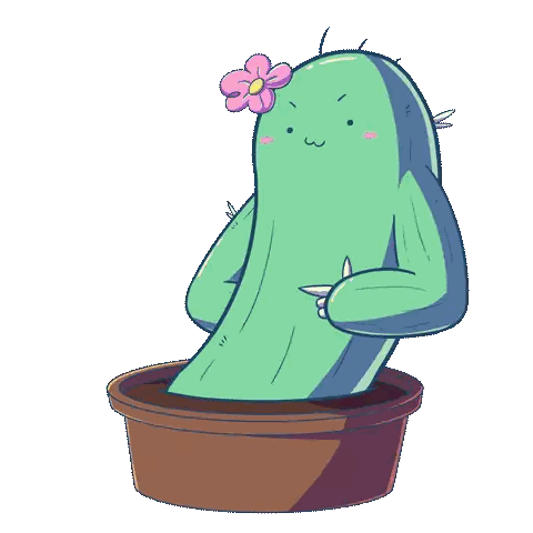 Cartoon Cactus with Flower and Heart