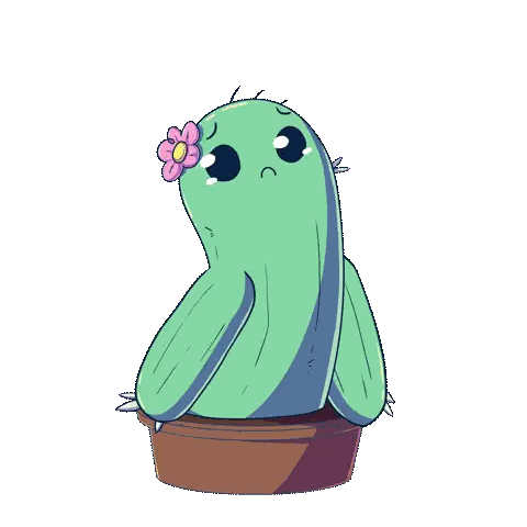 Cartoon Cactus with Pink Flower Hugging
