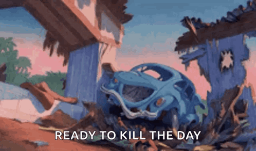 Cartoon Car Ready To Kill The Day GIF