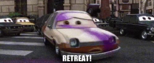Cartoon Car Saying Retreat