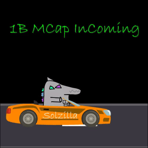 Cartoon Car With 1 Billion Mcap Sign GIF