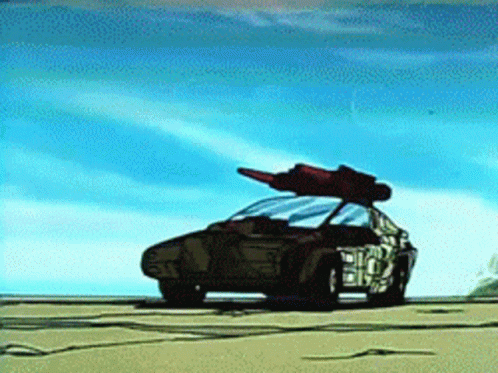 Cartoon Car With Missile on Roof