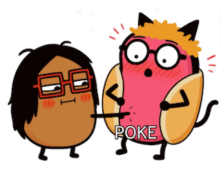 Cartoon Cat and Potato Saying Poke