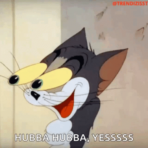 Cartoon Cat Big Yellow Eyes Hubba Hubba Yesssss GIF
