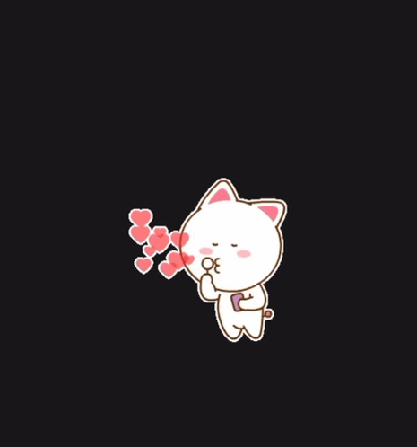 Cartoon Cat Blowing Hearts