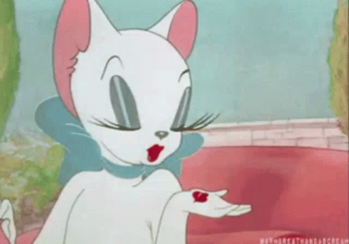 Cartoon Cat Blowing Kiss on Red Car