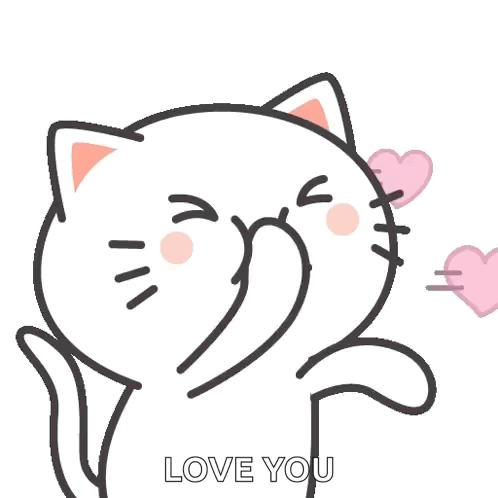 Cartoon Cat Blowing Kiss With Hearts
