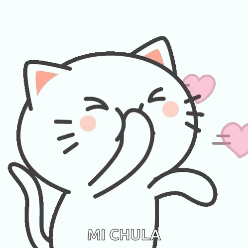 Cartoon Cat Blowing Kiss With Pink Hearts