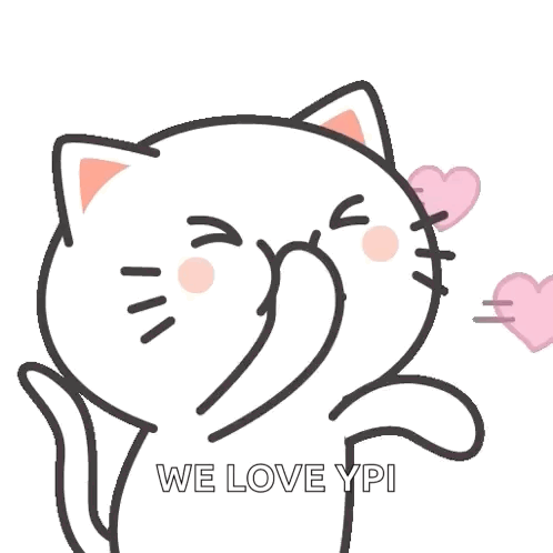 Cartoon Cat Blowing Pink Hearts