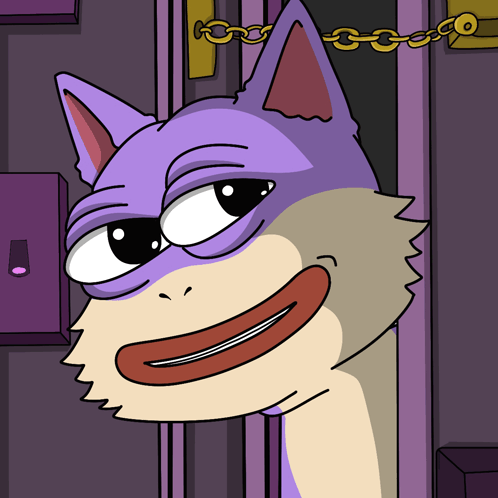 Cartoon Cat Chained to Door
