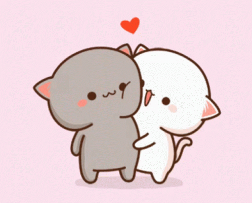 Cartoon Cat Couple Cute Kiss And Hug GIF