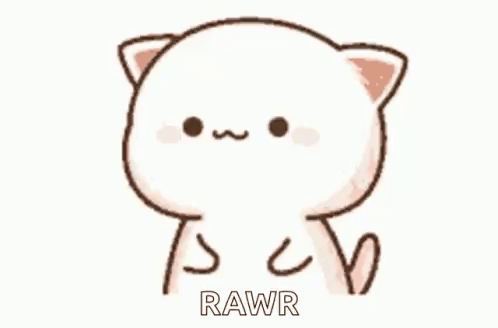Cartoon Cat Crossed Paws Saying Rawr GIF