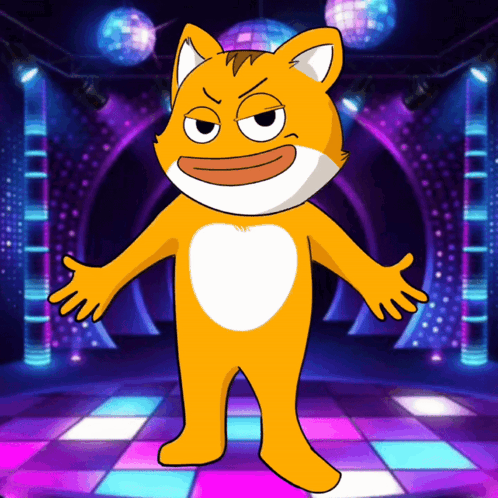 Cartoon Cat Dancing Under Disco Ball