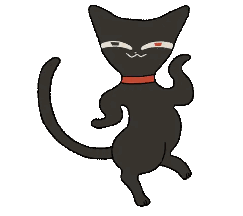 Cartoon Cat Dancing with Red Collar