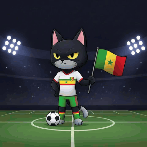 Cartoon Cat Doing Handstand With Soccer Ball on Head
